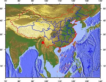 云南盈江中緬邊境地區(qū)發(fā)生5級地震(圖)