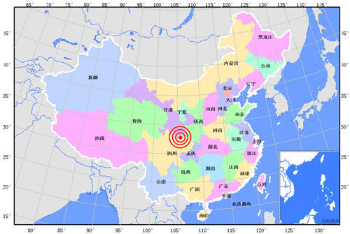 甘肅武都與陜西寧強(qiáng)交界5.5級地震 圖片來源：中國地震信息網(wǎng)