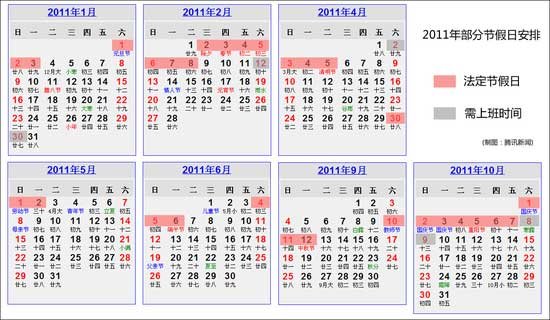 國務院辦公廳公布2011年部分節(jié)假日安排通知