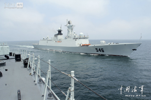 資料圖：北海艦隊鹽城號新型導(dǎo)彈護衛(wèi)艦。