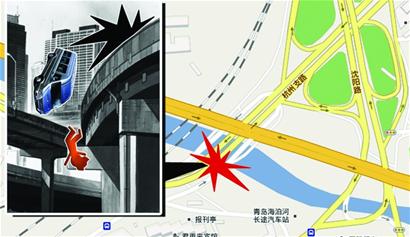 依維柯翻下十米高杭州路立交橋